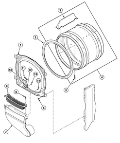 Drum Assy Diagram and Parts List for SDG609WF  Speed Queen Dryer