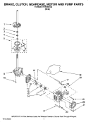 BRAKE, CLUTCH, GEARCASE, MOTOR AND PUMP PARTS Diagram and Parts List for HTW4300TQ0  Magic Chef Washer