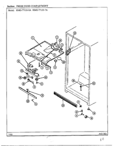Fresh Food Compartment Diagram and Parts List for 77133-0A  Admiral Refrigerator