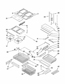 Shelf Parts Diagram and Parts List for G32526PEKW4  Maytag Refrigerator