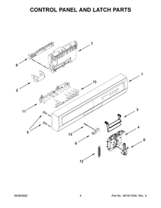 Control Panel And Latch Parts Diagram and Parts List for ADB1400AGS2  Amana Dishwasher