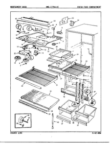 Fresh Food Compartment Diagram and Parts List for 17794A  Admiral Refrigerator