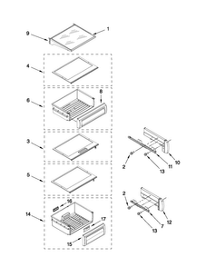 Refrigerator Shelf Parts Diagram and Parts List for JS42NXFXDW02  Jenn-Air Refrigerator