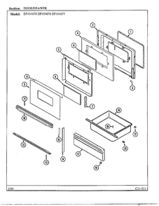 Door/drawer Diagram and Parts List for DF454670  Magic Chef Range
