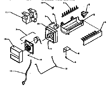 8 Cube Compact Icemaker Diagram and Parts List for SXD25A-P1162436W  Amana Refrigerator