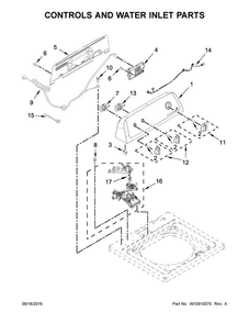 Controls And Water Inlet Parts Diagram and Parts List for NTW4655EW1  Amana Washer