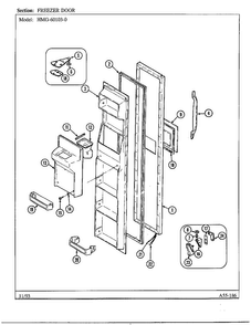Freezer Door Diagram and Parts List for 60103-0A  Admiral Refrigerator