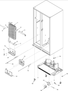 Evaporator Assy And Rollers Diagram and Parts List for ARSE667BS1  Amana Refrigerator