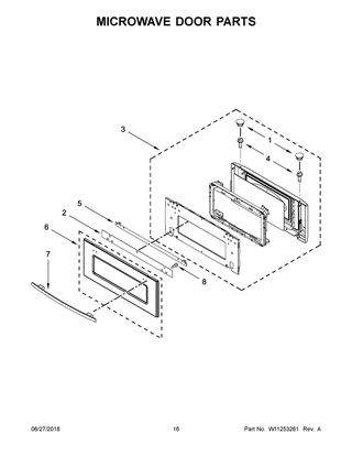 Microwave Door Parts Diagram and Parts List for JMW3430DB03  Maytag Microwave Oven Combo