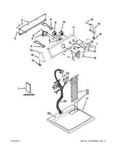 Top And Console Parts Diagram and Parts List for 4GMEDC300YW1  Maytag Dryer