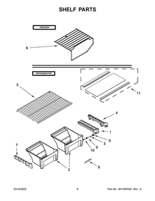 Shelf Parts Diagram and Parts List for ART308FFDM08  Amana Refrigerator