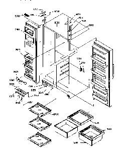 Refrigerator/freezer Shelves, Lights, And Hinges Diagram and Parts List for SMD21TBW-P1193911WW  Amana Refrigerator