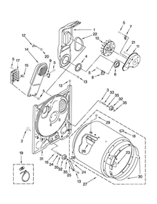 Bulkhead Parts Diagram and Parts List for NED4600YQ0  Amana Dryer