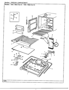 Freezer Compartment Diagram and Parts List for 19922-7A  Admiral Refrigerator