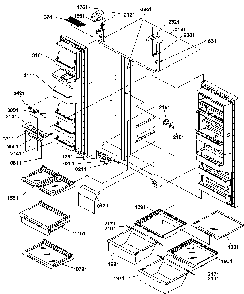 Refrigerator/freezer Shelves, Lights, And Hinges Diagram and Parts List for SRD20TPW-P1190811WW  Amana Refrigerator