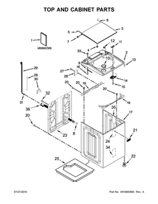 Top And Cabinet Parts Diagram and Parts List for MVWB855DC1  Maytag Washer