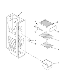 Freezer Liner Parts Diagram and Parts List for ASD2522WRD03  Amana Refrigerator