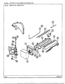Optional Ice Maker Kit Diagram and Parts List for 191347  Admiral Refrigerator