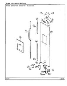 Freezer Outer Door Diagram and Parts List for 671840  Admiral Refrigerator