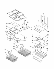 Shelf Parts Diagram and Parts List for GB2026PEKB3  Amana Refrigerator