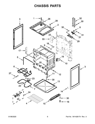 Chassis Parts Diagram and Parts List for ACR4303MFB4  Maytag Range