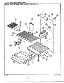 Freezer Compartment Diagram and Parts List for 19173-0A  Admiral Refrigerator