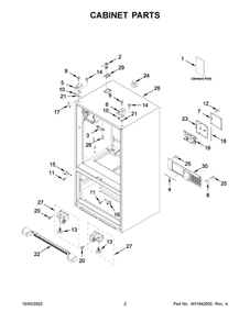 Cabinet Parts Diagram and Parts List for MFI2570FEZ13  Maytag Refrigerator