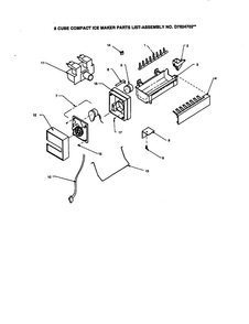 8 Cube Compact Icemaker D7824702 Diagram and Parts List for SXD22S2L-P1190404WL  Amana Refrigerator