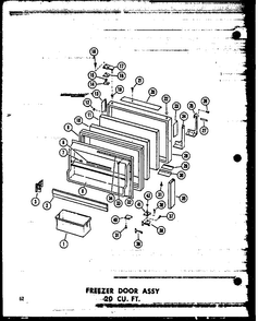 Freezer Door Assy 20 Cu. Ft. Diagram and Parts List for T16N-C-P60236-42WC  Amana Refrigerator