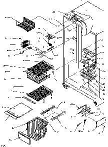 Freezer Shelving And Refrigerator Light Diagram and Parts List for SPD25AW-P1162435WW  Amana Refrigerator
