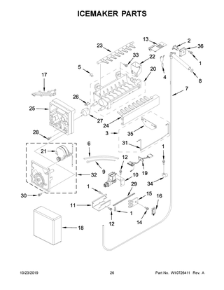 Icemaker Parts Diagram and Parts List for JS48NXFXDW10  Maytag Refrigerator