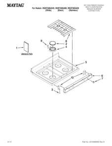 Cooktop Parts Diagram and Parts List for MGR7685AS0  Maytag Range