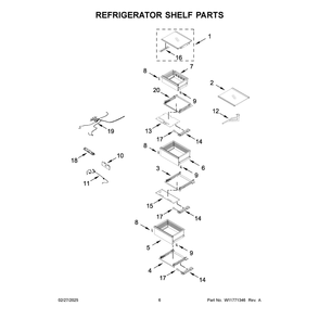 Refrigerator Shelf Parts Diagram and Parts List for JBRFL30IGX20  Jenn-Air Refrigerator