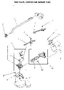 Burner Assembly Diagram and Parts List for NG4819L53738  Speed Queen Dryer