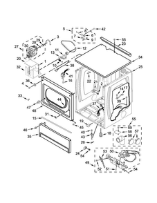 Upper Cabinet And Front Panel Parts Diagram and Parts List for MLG27PDBWW1  Maytag Dryer