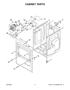 Cabinet Parts Diagram and Parts List for MED6230HW2  Maytag Dryer
