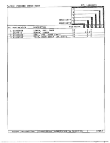 Freezer Inner Door Page 2 Diagram and Parts List for HMG211470  Admiral Refrigerator