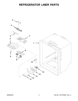 Refrigerator Liner Parts Diagram and Parts List for MBB1957FEW01  Maytag Refrigerator