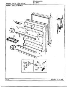 Fresh Food Door Diagram and Parts List for 31824-0A  Admiral Refrigerator