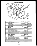 OVEN DOOR PARTS Diagram and Parts List for PHU101-OF PHU1010OF Amana Range