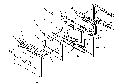 Oven Door Diagram and Parts List for ARG7600W-P1143321NW  Amana Range