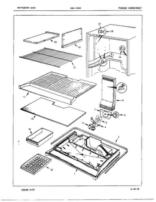 Freezer Compartment Diagram and Parts List for 19684  Admiral Refrigerator