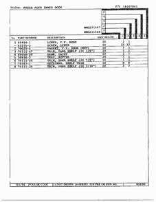 Fresh Food Inner Door Page 2 Diagram and Parts List for HMG211460  Admiral Refrigerator