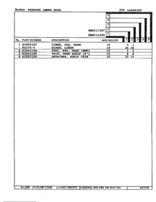 Freezer Inner Door Page 2 Diagram and Parts List for HMG511387  Admiral Refrigerator
