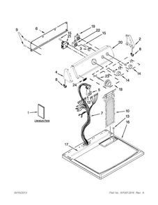 Top And Console Parts Diagram and Parts List for MGDC300XW3  Maytag Dryer