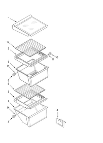 Refrigerator Shelf Parts Diagram and Parts List for ASD2522VRB01  Amana Refrigerator