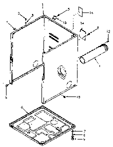 Cabinet, Exhaust Duct And Base Diagram and Parts List for NG8639W53921  Speed Queen Dryer