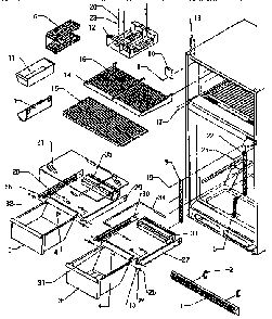 Cabinet Shelving Diagram and Parts List for TS18R2-P1158411W  Amana Refrigerator