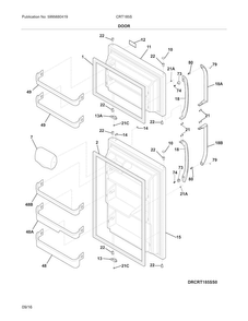 Door Diagram and Parts List for CRT185SB0  Crosley Refrigerator