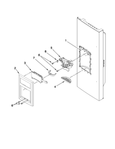 Dispenser Front Parts Diagram and Parts List for JFI2089WTS6  Jenn-Air Refrigerator